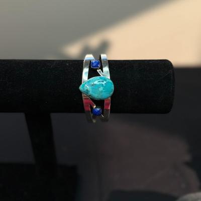 Desert Rose Trading Jay King Sterling Silver 925 Turquoise & Lapis Cuff Bracelet