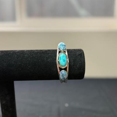 Sterling Jay King DTR Turquoise & Opal Reversible Cuff Bracelet