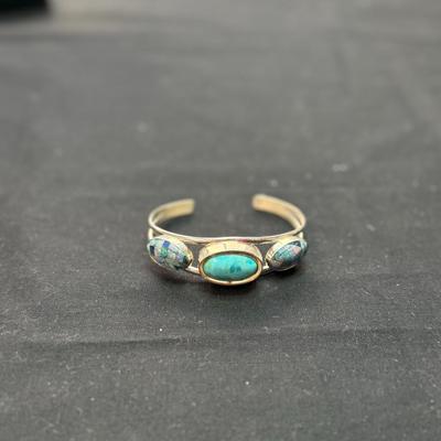 Sterling Jay King DTR Turquoise & Opal Reversible Cuff Bracelet