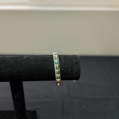 Jay King Mine Finds Rainbow Calsilica Squares & Sterling Silver Cuff Bracelet