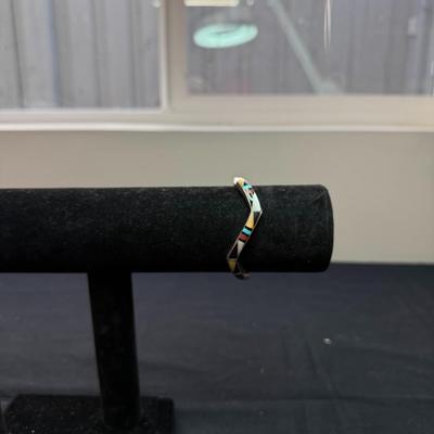 Ralph & Lillie Kallestewa Sterling Silver Turquoise shell w/ Red Coral inlay Bracelet