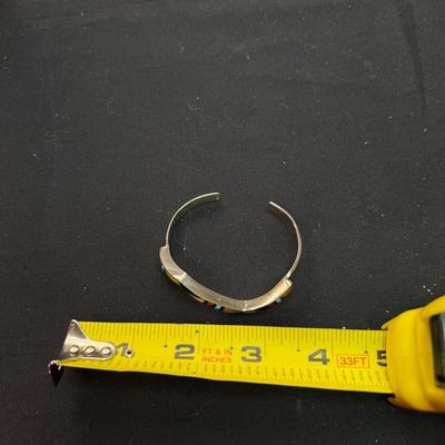 Ralph & Lillie Kallestewa Sterling Silver Turquoise shell w/ Red Coral inlay Bracelet