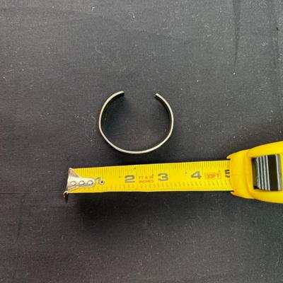 Native American Inlay Cuff Bangle Bracelet Sterling Silver