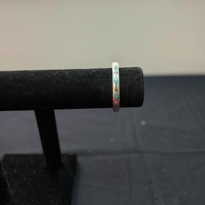 Turquoise & Coral Sterling Bracelet