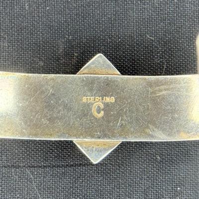 Inlaid Multi Color Turquoise 925 Sterling Silver Cuff Bracelet.