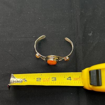 Jay King Multi Stone Sterling Cuff Bracelet Citrine Orange Coral 925 Silver Desert Rose 