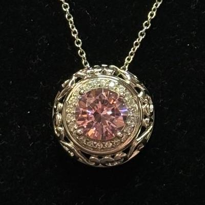 Bella Luce Pink& White Diamond Necklace (925)