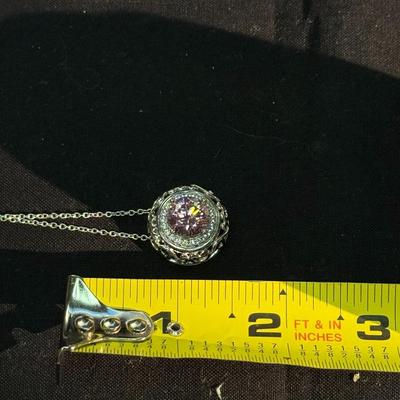 Bella Luce Pink& White Diamond Necklace (925)