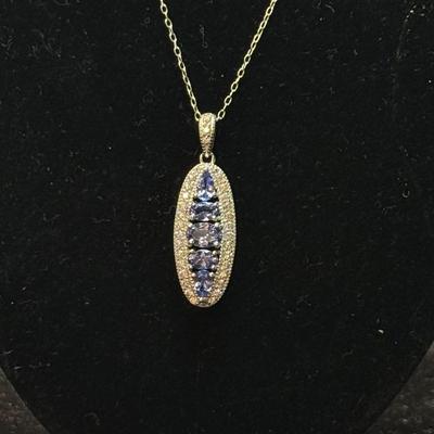 Tanzonite w/ white zincon Necklace