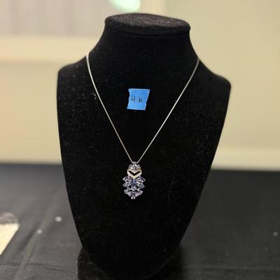 Pear shape tanzanite w/ white zirconia Necklace