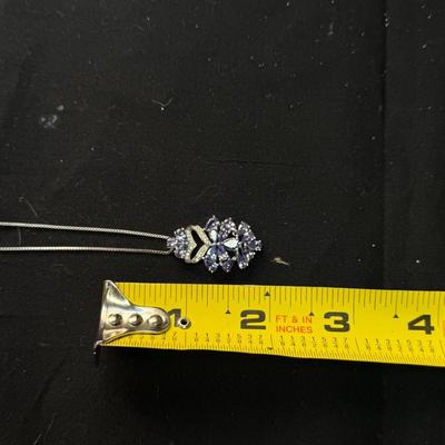 Pear shape tanzanite w/ white zirconia Necklace