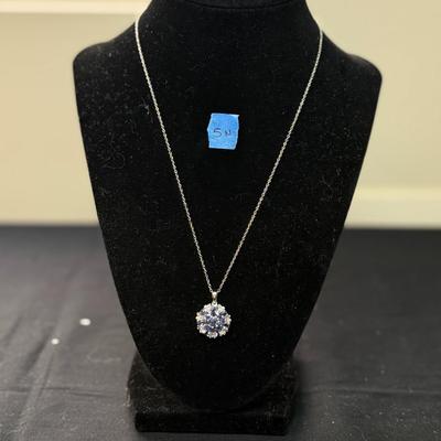 2.95 CTW Tanzanite w/ white zirconia necklace