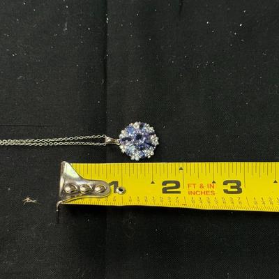 2.95 CTW Tanzanite w/ white zirconia necklace