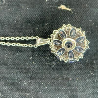 2.95 CTW Tanzanite w/ white zirconia necklace