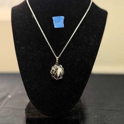 Artisan Southwest White Buffalo Turquoise Black Onyx Accent Modern Pendant