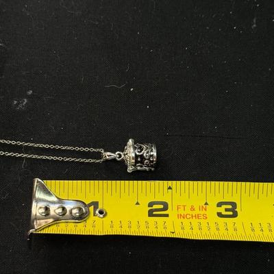 Rhodium Over Sterling Prayer Box Keepsake Lab Amethyst Pendant & Necklace