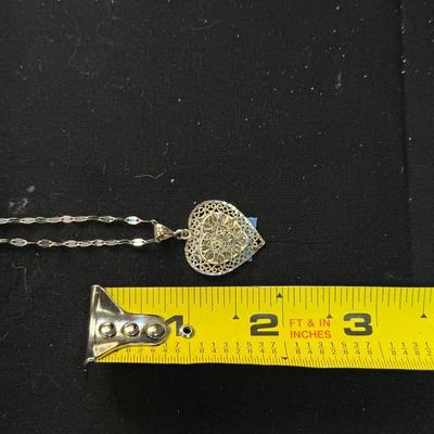 Vintage 3D Filigree 1” Heart Sterling Silver Pendant Hallmarked JVD