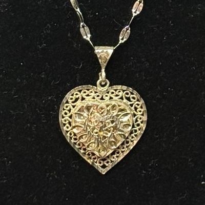 Vintage 3D Filigree 1” Heart Sterling Silver Pendant Hallmarked JVD