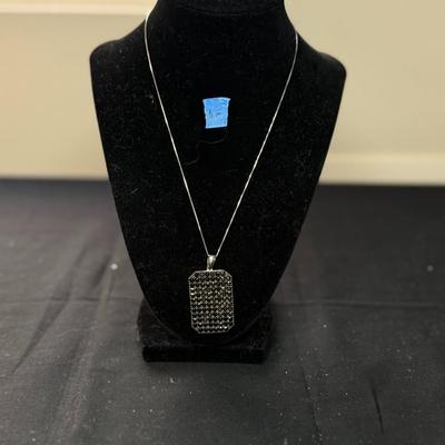 Round Lab Created Black Diamond necklace