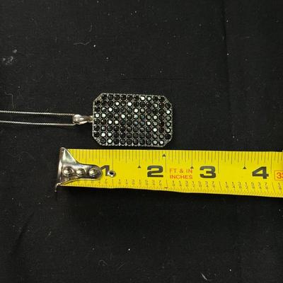 Round Lab Created Black Diamond necklace