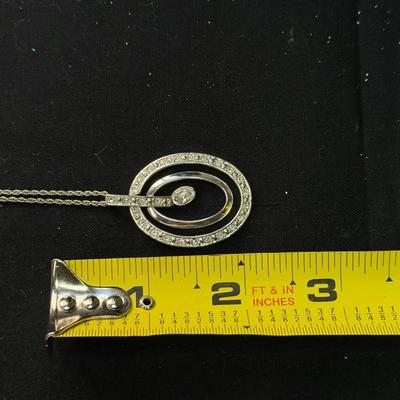 CZ Rhodium Over Sterling Dancing Pendant With Chain