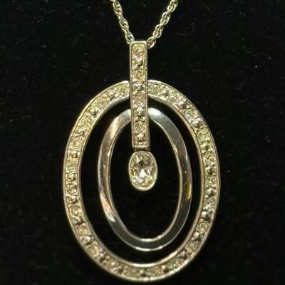 CZ Rhodium Over Sterling Dancing Pendant With Chain