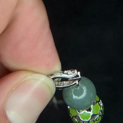 Green 3 tired droplet necklace (925)