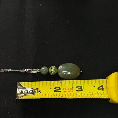 Green 3 tired droplet necklace (925)