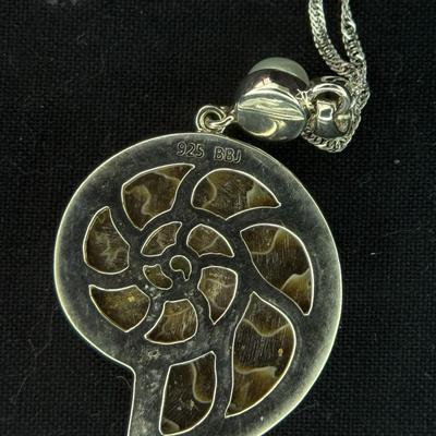 Vintage Ammonite Fossil Pendant Necklace