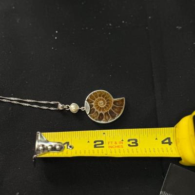 Vintage Ammonite Fossil Pendant Necklace