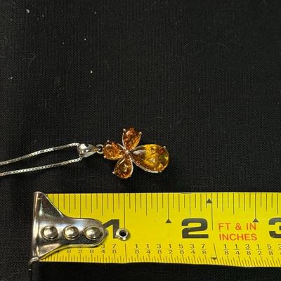 925 TRIPLE STRAND CITRINE CROSS NECKLACE