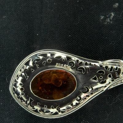 925 mber Sterling Silver Teardrop Drop Pendant Necklace,