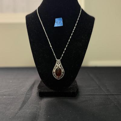 925 mber Sterling Silver Teardrop Drop Pendant Necklace,