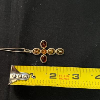 Baltic Amber Cross Pendant (925)