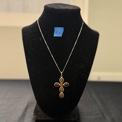 Baltic Amber Cross Pendant (925)