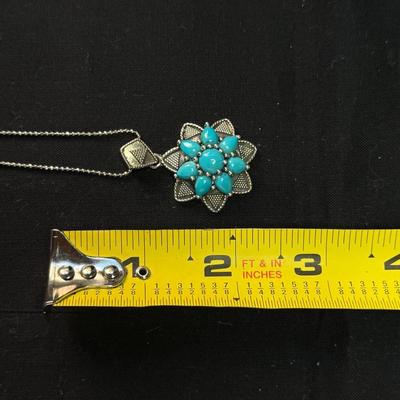 925 sterling silver and turquoise flower