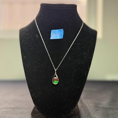 Ammolite Triplet Black annolite Quartz Necklace