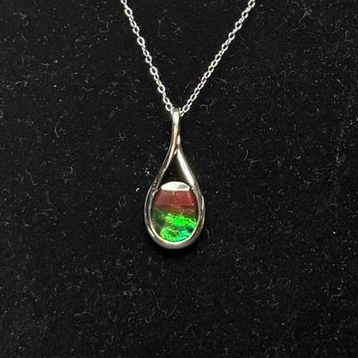 Ammolite Triplet Black annolite Quartz Necklace
