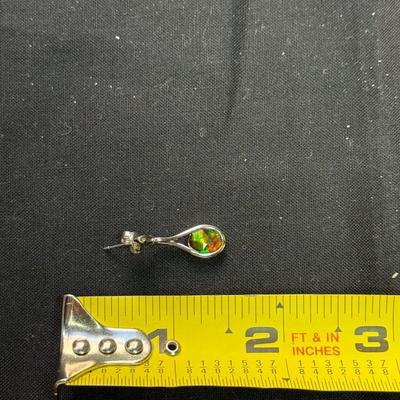 Ammolite Triplet Black annolite Quartz Earrings