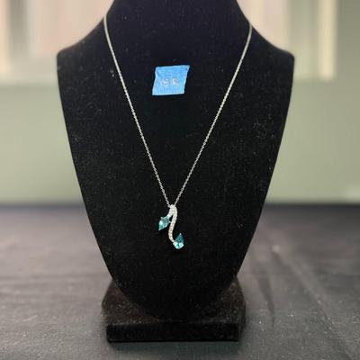 Blue Apatite w/ white zirconia necklace