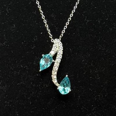 Blue Apatite w/ white zirconia necklace