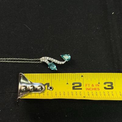 Blue Apatite w/ white zirconia necklace
