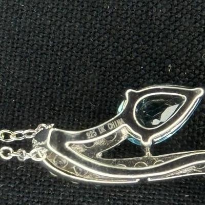 Blue Apatite w/ white zirconia necklace