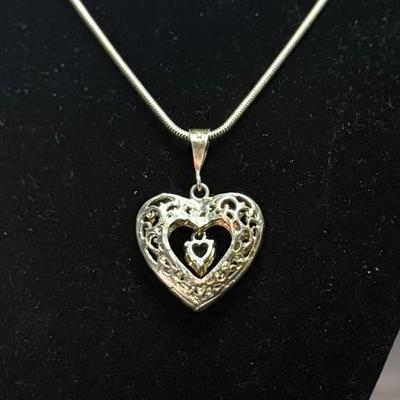 Beautiful Vintage Sterling Silver Signed Heart