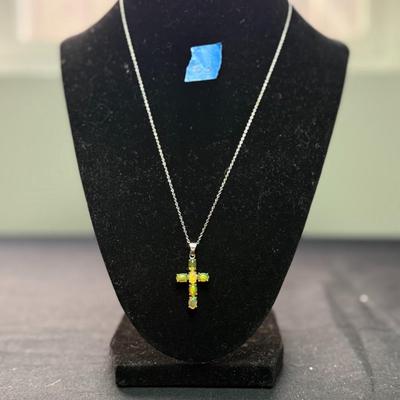 Ethiopian Opal Cross Necklace