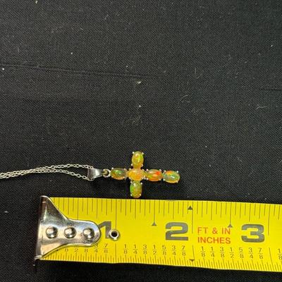 Ethiopian Opal Cross Necklace