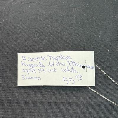 Kyanite Opal w/ white zirconia necklace