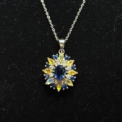 Kyanite Opal w/ white zirconia necklace