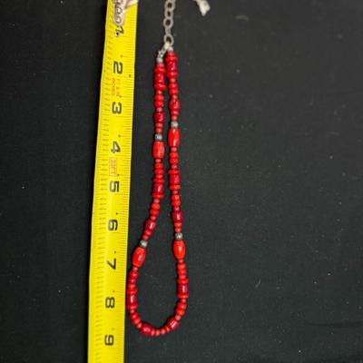Sterling Silver American West Red Coral Necklace 