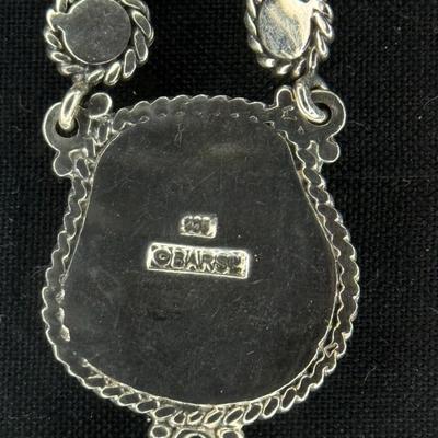 three teardrop necklace turquoise, black, and blue (925